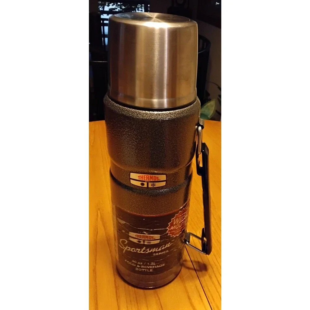 Thermos Sportsman Thermos Vintage Metal SS Cup 40oz. Screw Top Lid & Cup